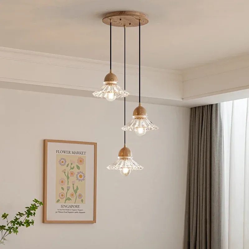 Afralia™ Timber LED Pendant Lamp: Modern Japanese Nordic Chandelier Home Decor Kitchens