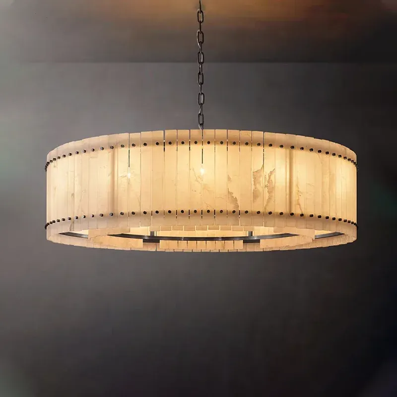Afralia™ Today's Marble LED Chandelier, Dimmable E14 Light Fixture, Round Living Room Ceiling Light