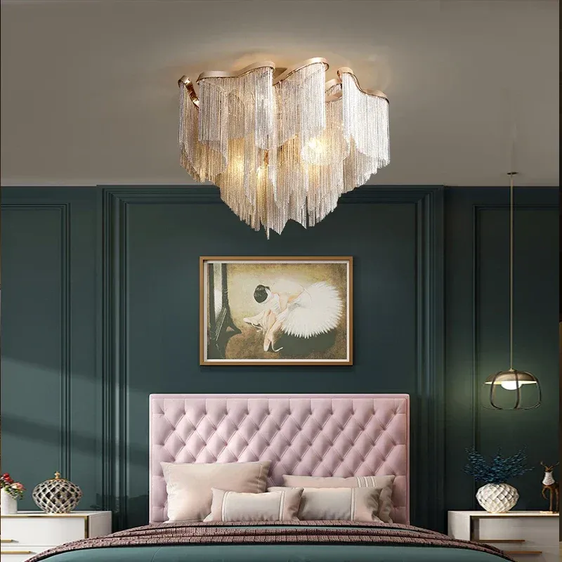 Afralia™ Upmarket Tassels Ceiling Chandelier Dimmable Lights Bedroom Decoration Dining Rooms