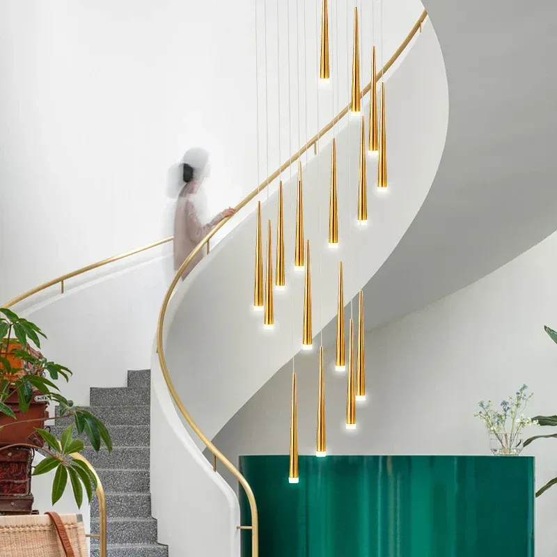 Dimmable LED Afralia™ LED Spiral Chandelier Home, Charcoal Chrome Gold Stairwell Lighting