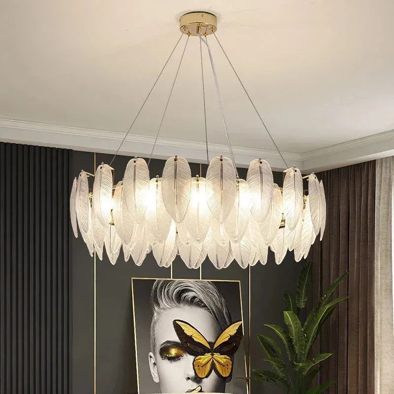 Energy Star Certified Afralia™ Crystal Feather Chandelier: Posh Pendant Home Decor & Designer Ceiling Fixture