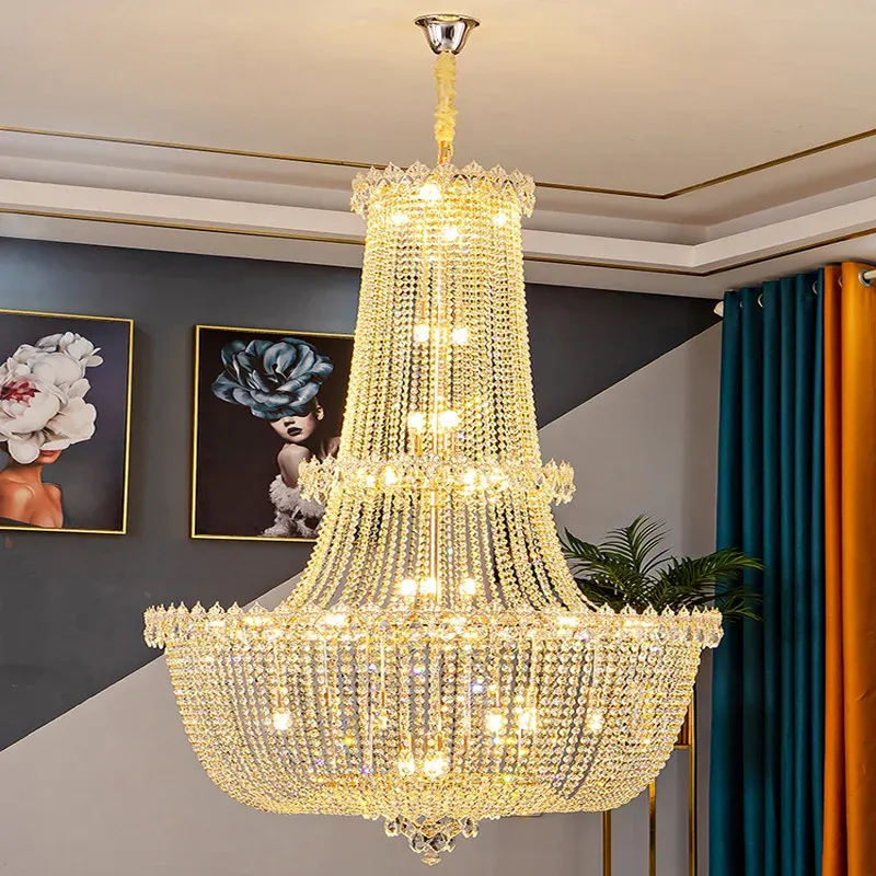 Energy Star Certified Afralia™ Crystal Villa Attic Pendant Ceiling Chandelier - Modern Opulent Living Room Decoration