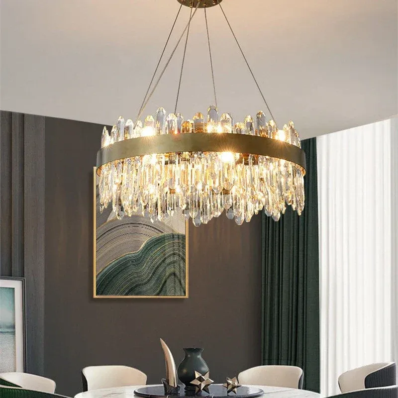 Flush Mount Afralia™ Crystal Circle Ceiling Chandelier LED Lighting Designer Dining Room