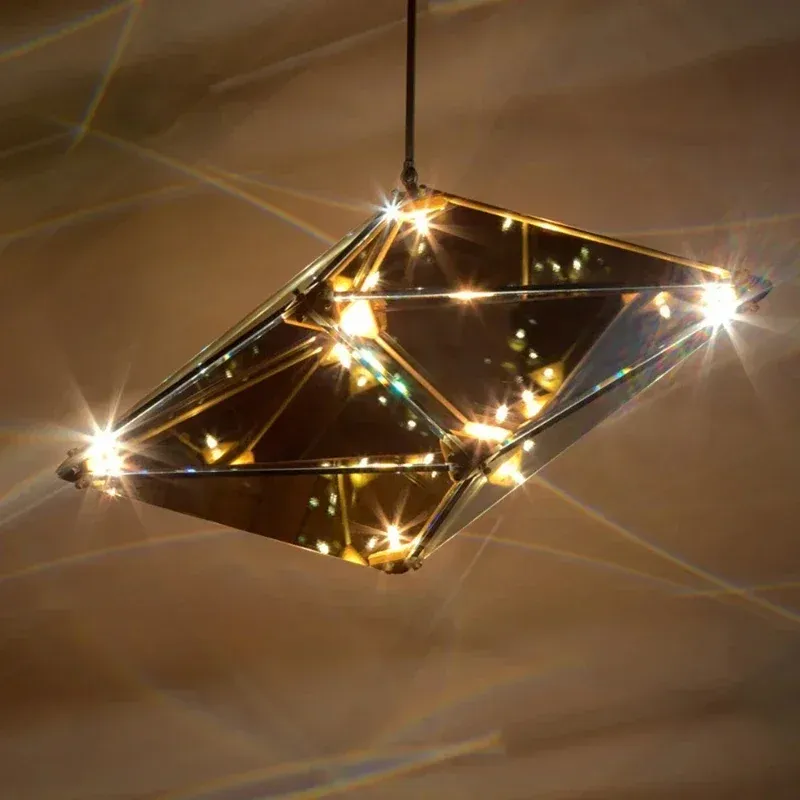 Flush Mount Ceiling Light Afralia™ Angular Diamond Glass Chandelier Ceiling Portable Home Decor