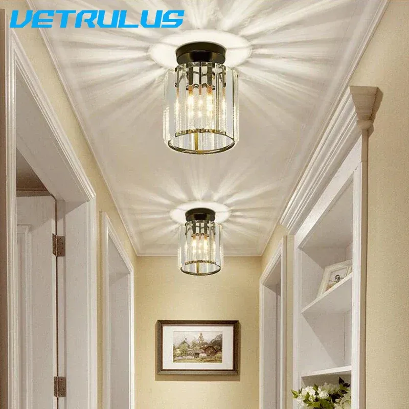 Flush Mount Ceiling Light Afralia™ Crystal Ceiling Chandelier: Pared-down Luxury Lighting Home, Hotel, Balcony, Corridor