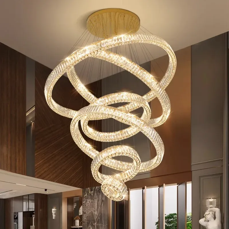 Flush Mount Ceiling Light Afralia™ Crystal Chandelier: Luxury Living Room Pendant Buoyant, Stair Lamp & Ceiling Lighting
