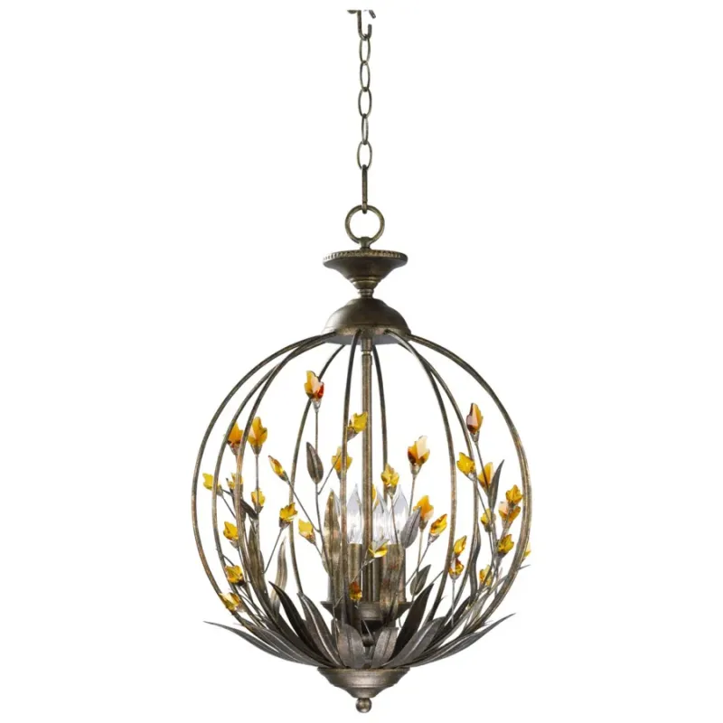 Four-light amber crystal chandelier Entryways