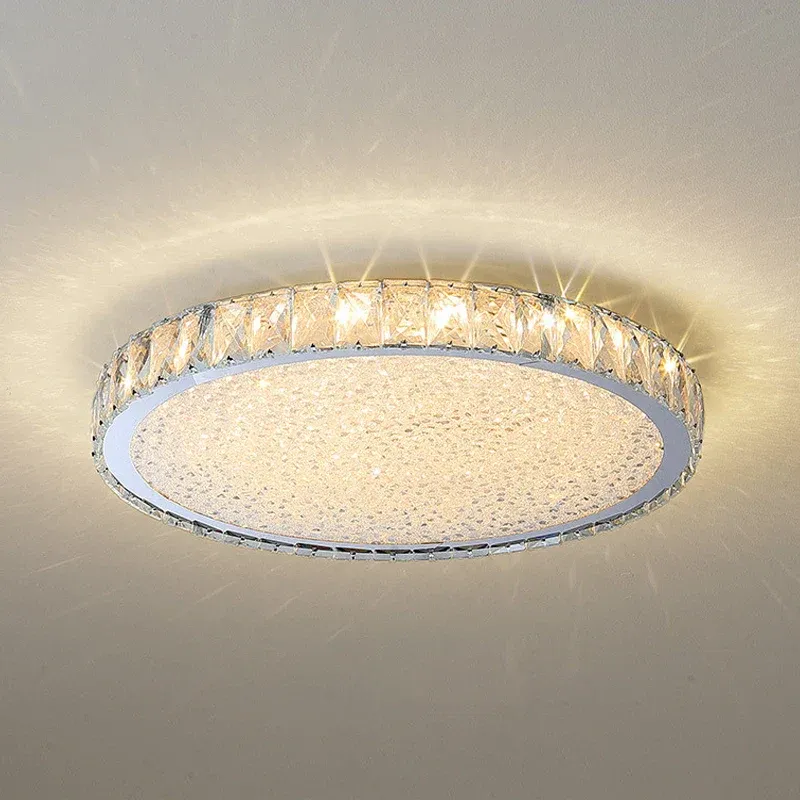 LED Panel Ceiling Light Afralia™ Crystal LED Ceiling Lamp: Posh Golden Glossy Lighting Fixture Living Room