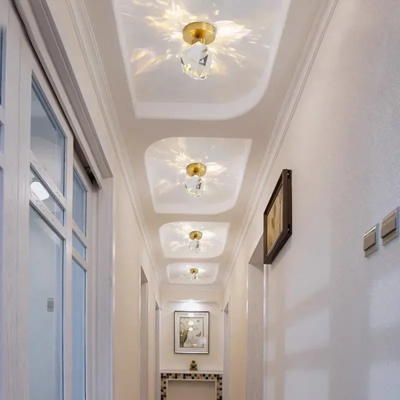 LED Panel Ceiling Light Afralia™ Elegant Crystal Ceiling Portable Fixture Hall Entrance Balcony Bathroom IP20