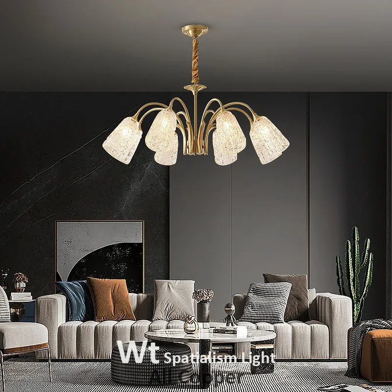 LED Panel Ceiling Light Afralia™ Glass Copper Chandelier: Luxury Gold Warm alloy Pendant Light Living Room, Bedroom, Kit...
