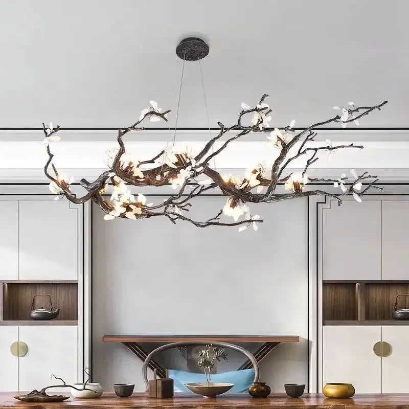 Semi-Flush Mount Light Afralia™ Copper LED Branch Chandelier: Polished Lighting Living & Dining Rooms