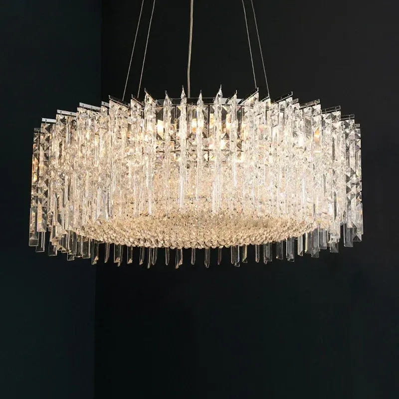 Semi-Flush Mount Light Afralia™ Crystal Chandeliers LED Ceiling Pendant Lights Home Living Dining Room