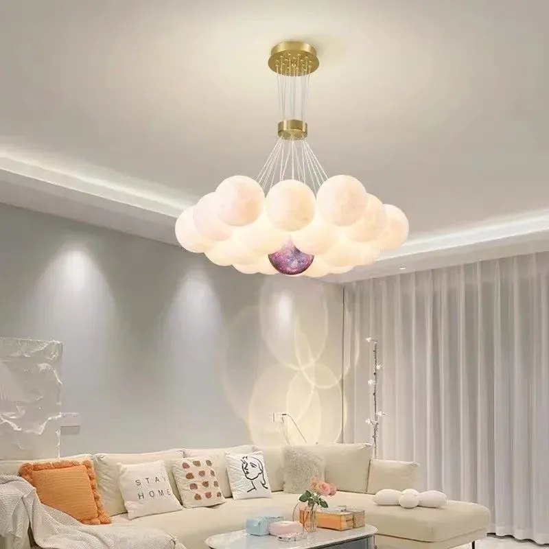 Semi-Flush Mount Light Afralia™ Nordic Moon Chandelier: Sophisticated Ceiling Light Living Room, Bedroom, Dining