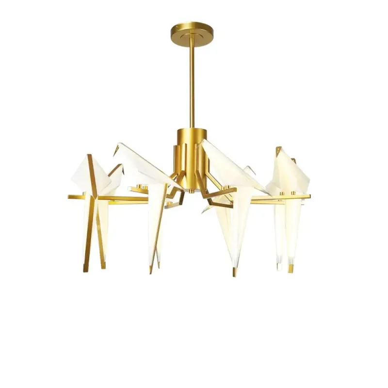 Vintage Schoolhouse Light Afralia™ Love Bird Chandelier Lighting - White Golden Designer Lustre Dining Room