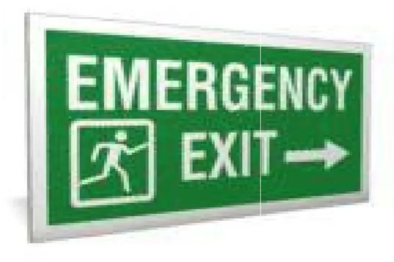Strip Light Fixture Emergency Exit Right Sign - Health & Safety Signs High Quality Interior & Exterior