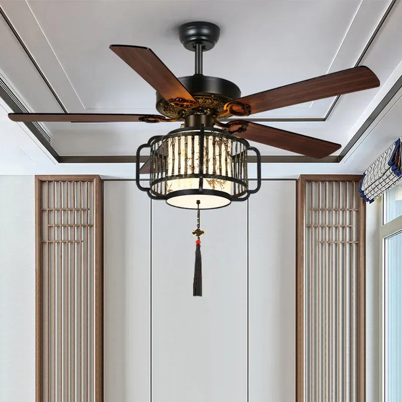 High Output LED Afralia™ Retro Lantern Ceiling Fan Light Industrial Onyx Ventilator Lighting