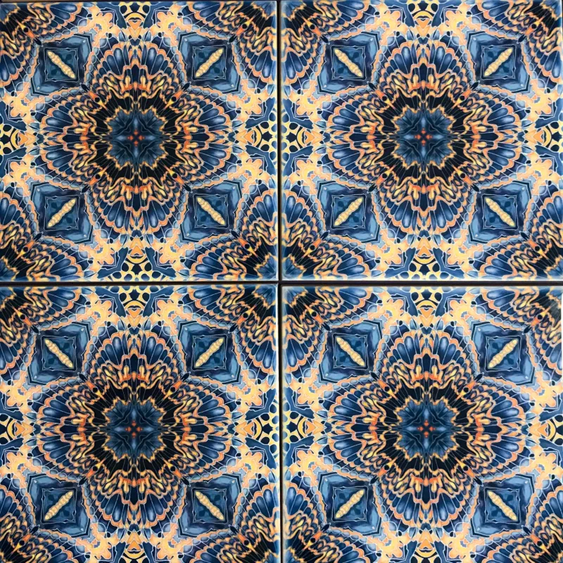 Contemporary Butterfly Tiles - Orange & Grey Stoneware Tiles - Beautiful Bohemian Printed Tiles