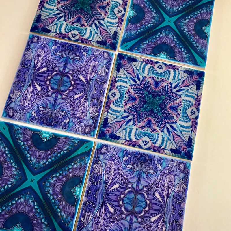 Contemporary Tiles Mixed Patterns - Azure Green Purple Tiles - Beautiful Tile - Bohemian Tiles