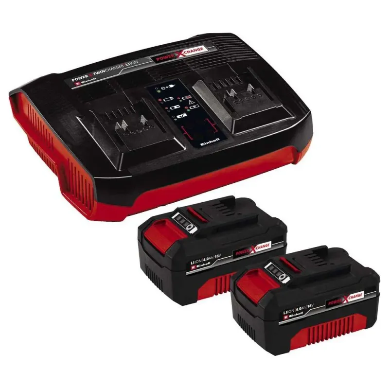 Einhell 2 x 18V 4AH Batteries & Twin Charger Kit - 393439