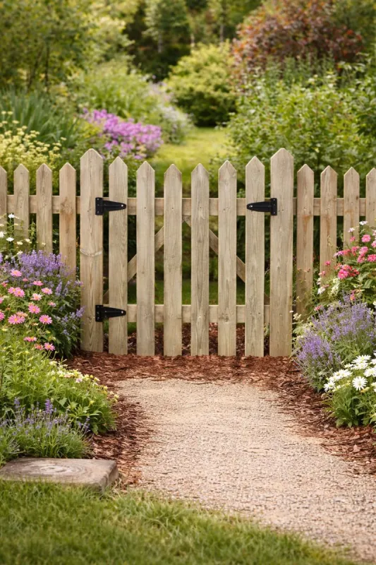 Hardwood Garden Picket Spiked Under Arch Gate Pedestrian Gate Wooden Pressure Treated 3ft 90cms,Wooden Garden gate, Garden...