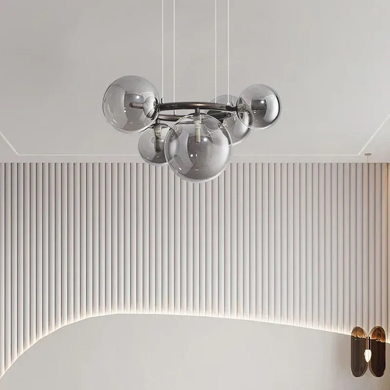 Afralia™ Glass Ball Chandelier: Nordic Ceiling Pendant Lamp Living Room, Dining Hall, Kitchen & Bedroom | Multi-Color | ...