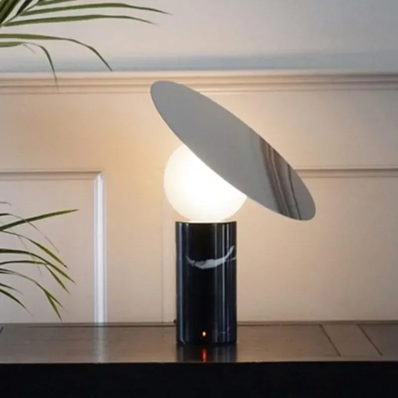 Afralia™ Marble Living Room Lamp: Nordic Designer Art Ball Bedroom Desk Portable Cool White