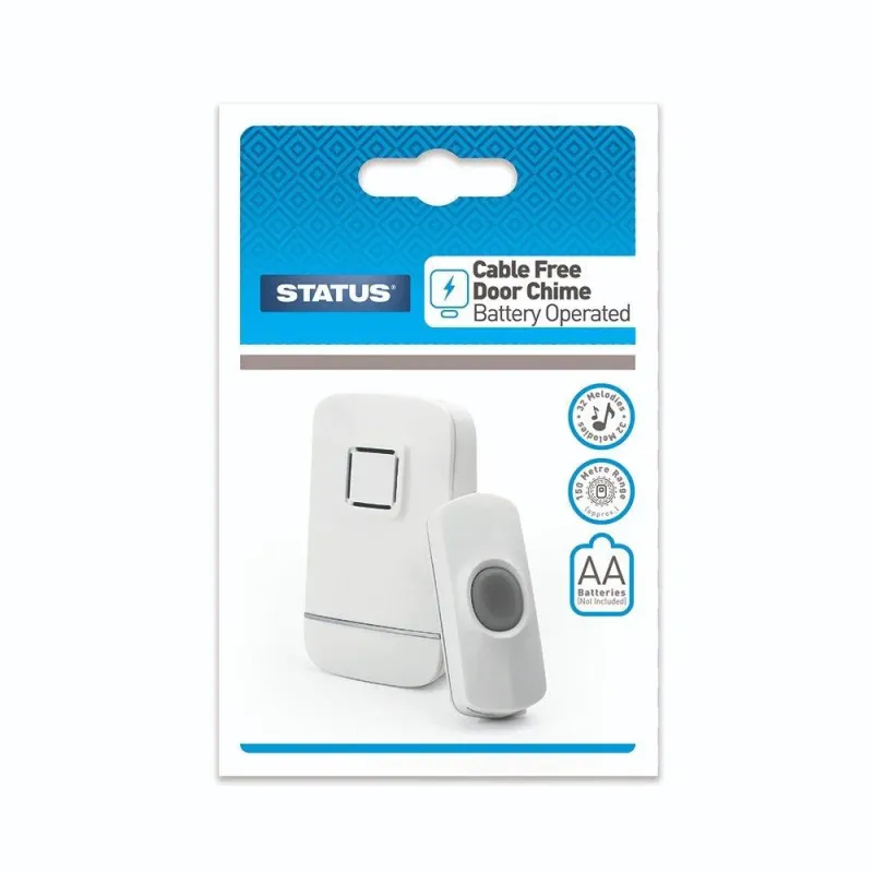 Status Cable Free Door Chime | Battery-Operated, Durable Acrylic Construction