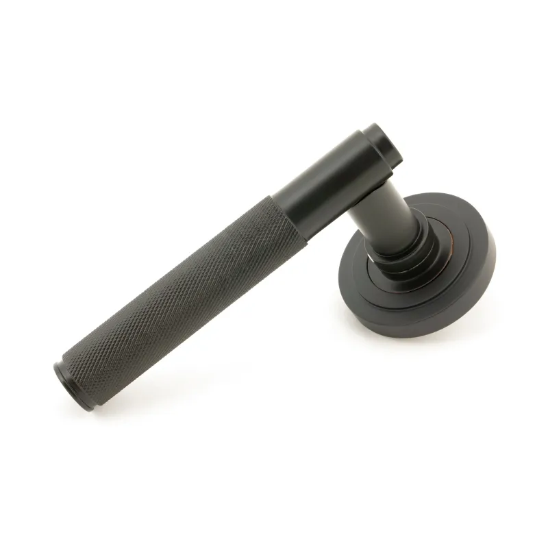 Aged Bronze Brompton Lever on Rose Place (Art Deco) | From Anvil