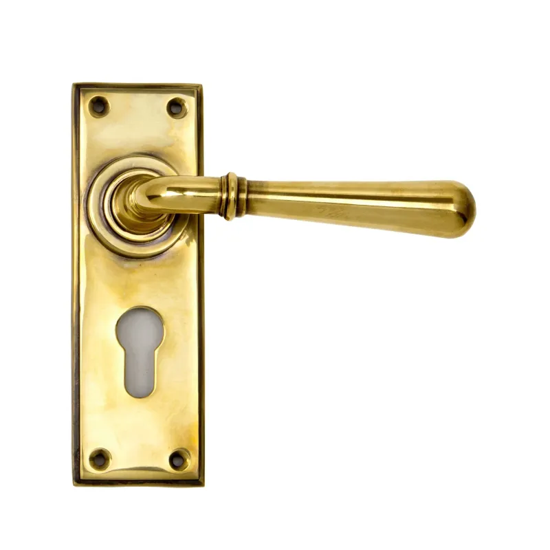 Aged Warm alloy Newbury Lever Euro Lock Set | From Anvil Strike Plate