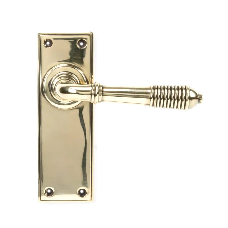 Aged Warm alloy Reeded Lever Latch Set | From Anvil Anti-Corrosion Finish