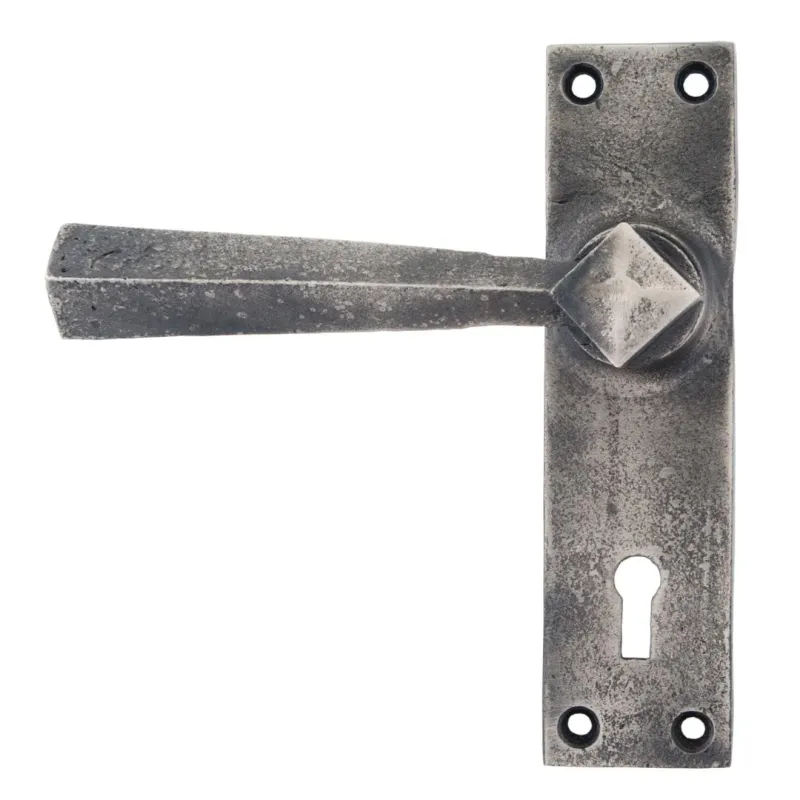 Antique Pewter Straight Lever Lock Adjust | From Anvil