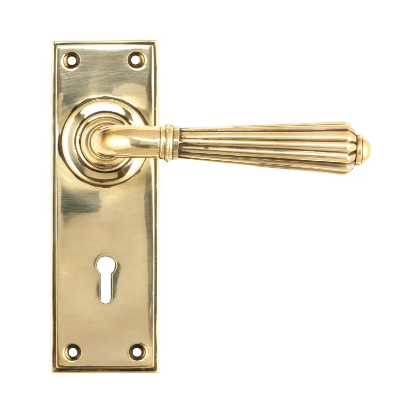 Deadbolt Lock Aged Warm alloy Hinton Lever Lock Set | From Anvil