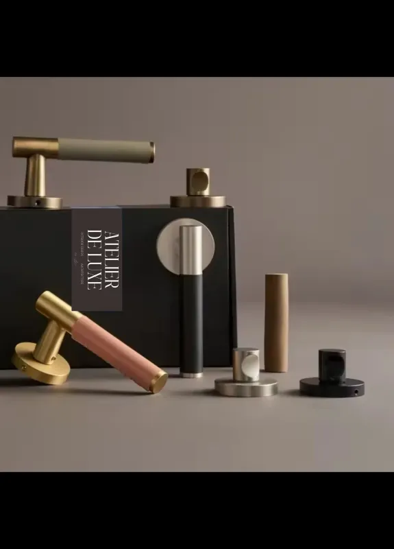 GENEVIVE | Real Leather & Warm alloy Door Lever Handle Set Schlage