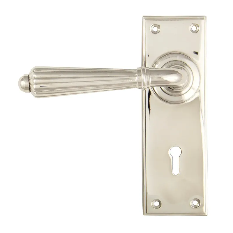 Glossy Nickel Hinton Lever Lock Set | From Anvil