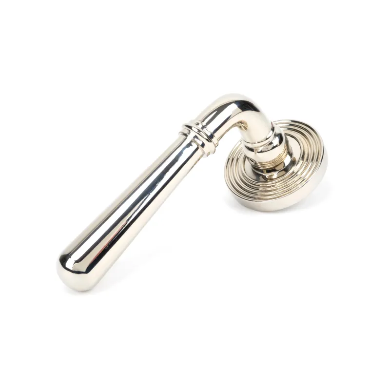 Glossy Nickel Newbury Lever on Rose Set (Beehive) | From Anvil