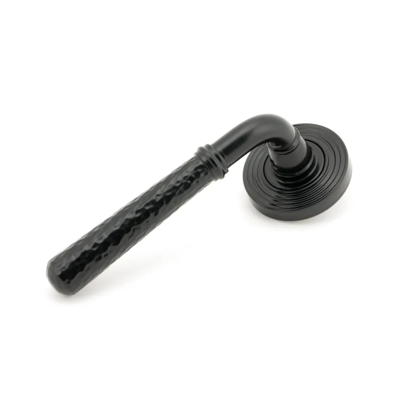 Jet-black Hammered Newbury Lever on Rose Set (Beehive) - Unsprung | From Anvil