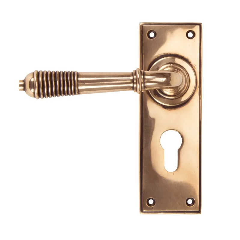Keyless Entry Smooth Bronze Reeded Lever Euro Lock Set | From Anvil