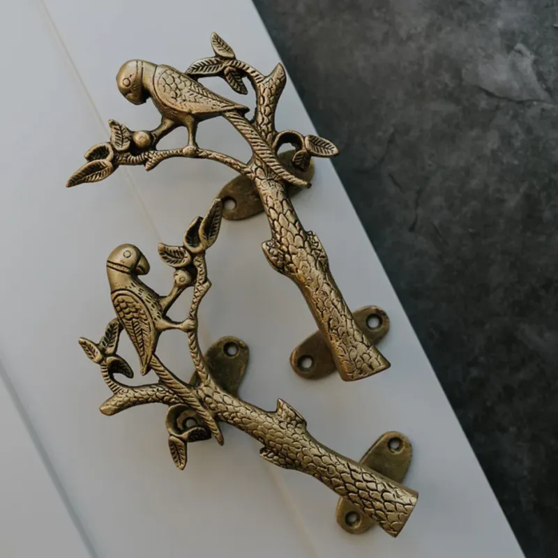 Lever Handle Place 2 Brass Parrot Door Handles