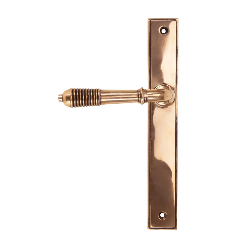 Mortise Lock Shiny Bronze Reeded Slimline Lever Latch Set | From Anvil