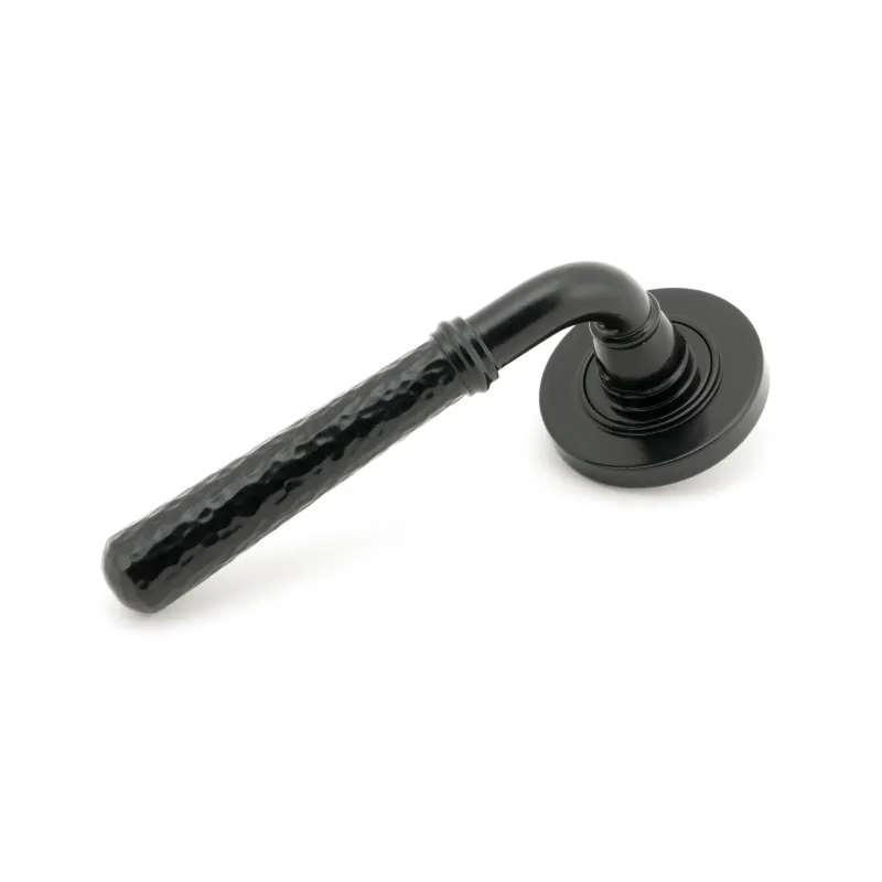 Onyx Hammered Newbury Lever on Rose Set (Plain) - Unsprung | From Anvil