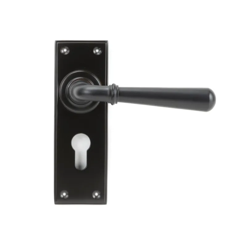 Passage Door Aged Warm finish Newbury Lever Euro Lock Set | From Anvil