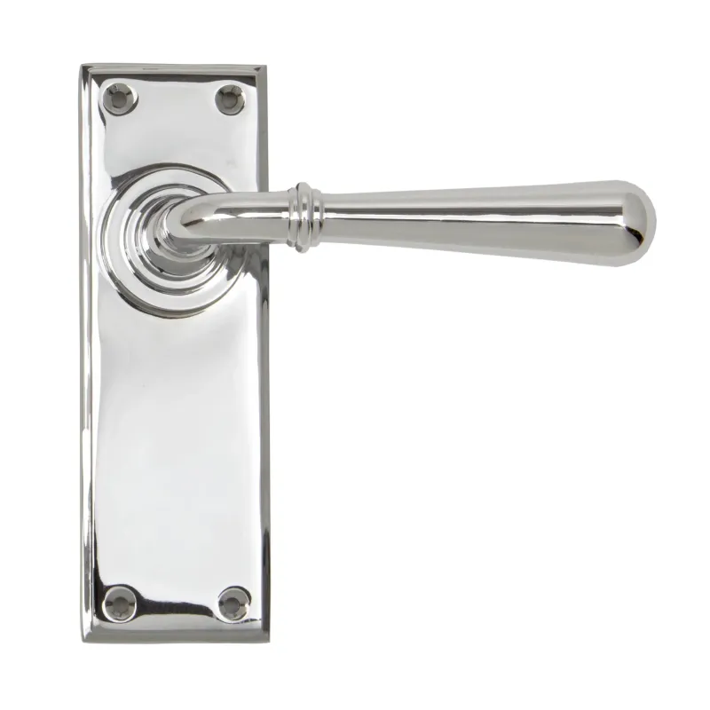 Passage Door Shiny Chrome Newbury Lever Latch Set | From Anvil