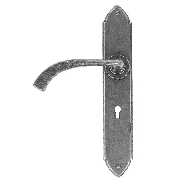 Pewter Gothic Curved Sprung Lever Lock Place | From Anvil
