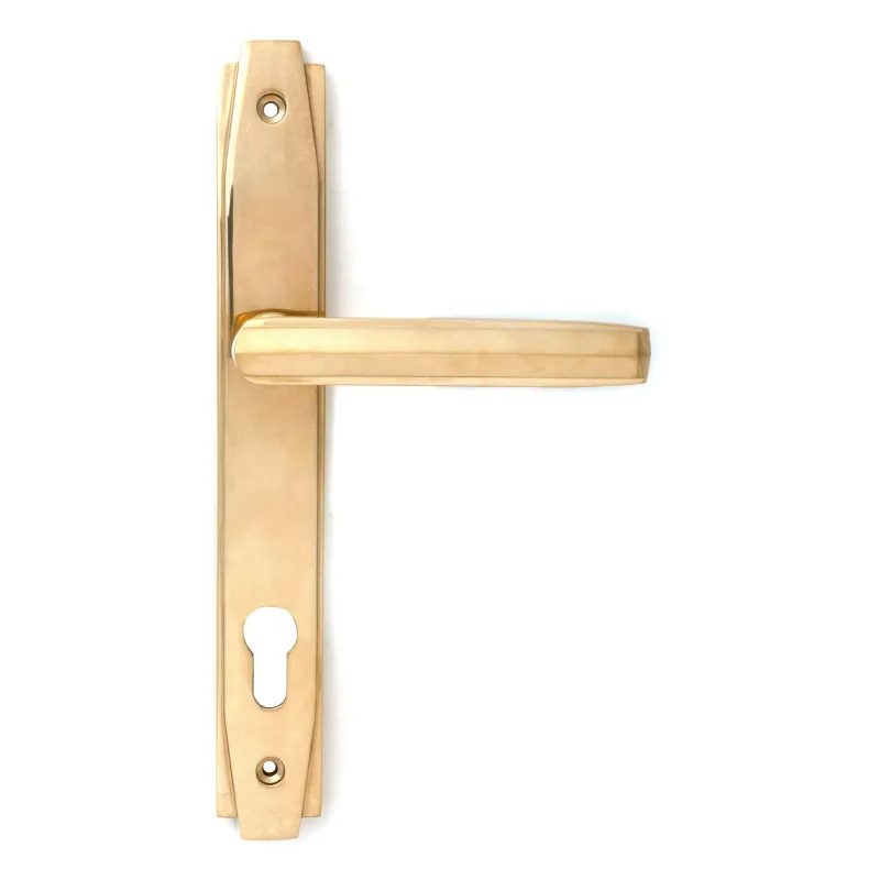 Polished Brass Art Deco Slimline Lever Espag. Lock Place | From Anvil