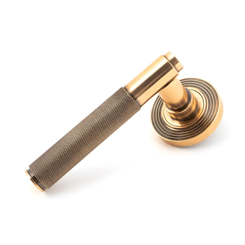 Polished Bronze Brompton Lever on Rose Place (Beehive) - Unsprung | From Anvil