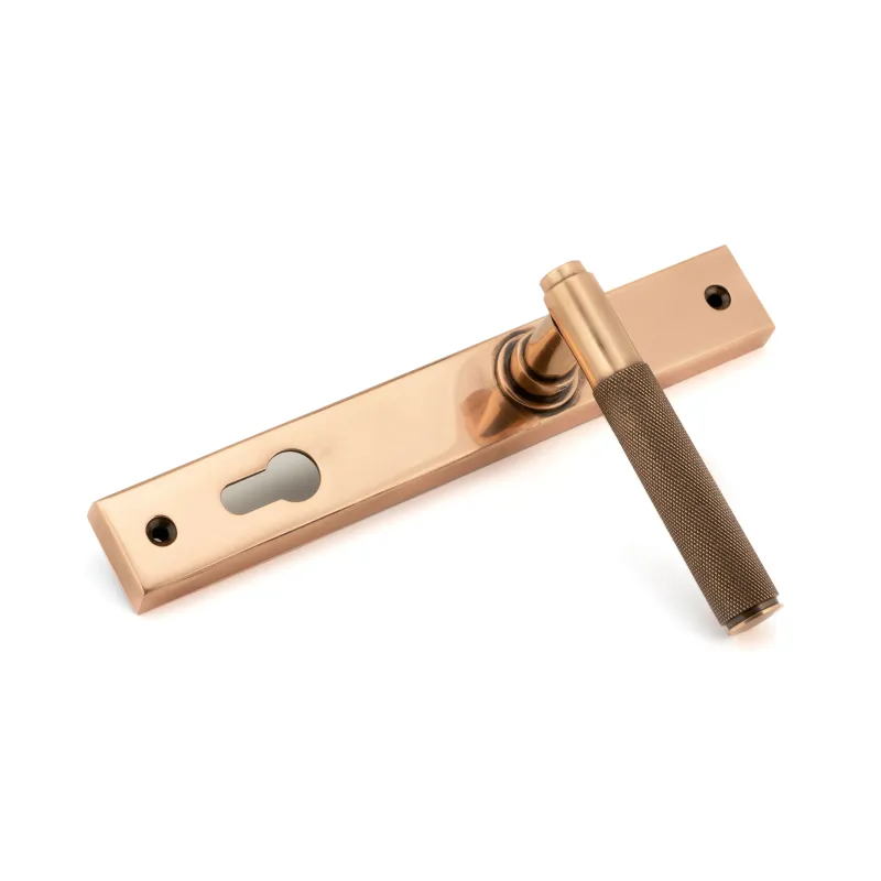 Polished Bronze Brompton Slimline Lever Espag. Lock Place | From Anvil