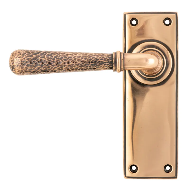 Polished Bronze Hammered Newbury Lever Latch Place | From Anvil