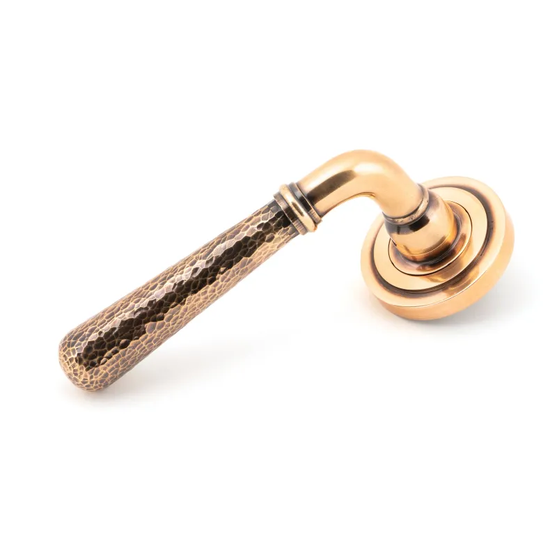 Polished Bronze Hammered Newbury Lever on Rose Place (Art Deco) - Unsprung | From Anvil