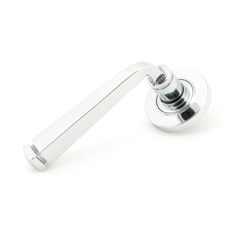 Polished Chrome Avon Round Lever on Rose Place (Plain) | From Anvil