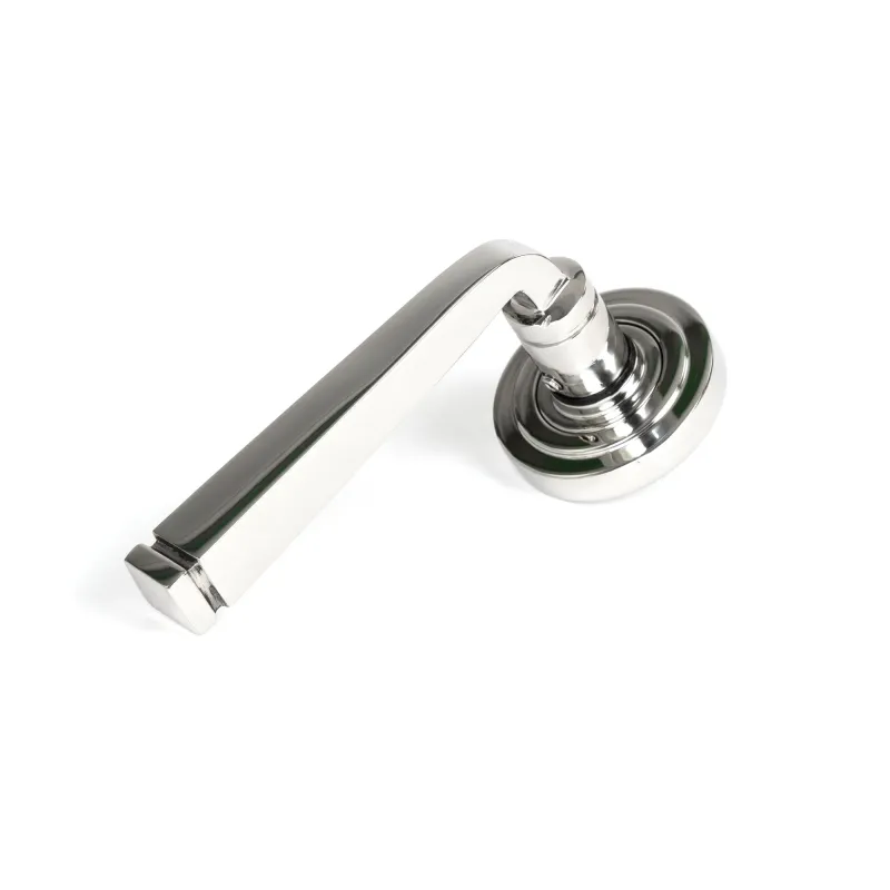 Polished Marine SS (316) Avon Round Lever on Rose Place (Art Deco) | From Anvil